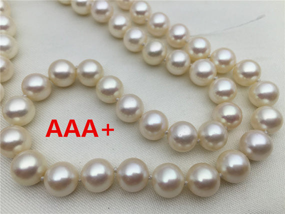 MoniPearl 8-9mm,White Round Pearl strand,high luster freshwater pearls