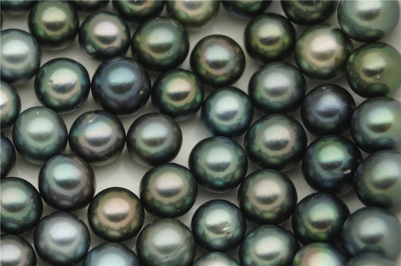 MoniPearl Tahitian Pearls,1 piece,9-10mm tahitian pearl ,round tahitian pearl,One piece,Black Pearl,Real tahitian,Saltsea pearl,high luster,big pearl,malachite green pearl,T8