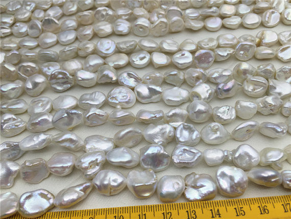 MoniPearl Baroque Pearl,11-13mm white Freshwater Keshi Pearls,large ho