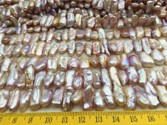 MoniPearl Special Pearl,lavender pink Biwa Pearl Very Good Quality,high luster,Pink Pearl necklace,Genuine Fresh Water Pearl,Wedding Necklace,Mothers Day,ZS-11