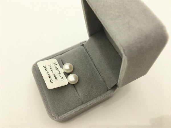MoniPearl 1 pair pearls,8-8.5mm sterling sliver pearl stud earrings