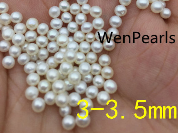 MoniPearl 3-3.5mm,10 pcs,seed pearl,AAA freshwater pearl,white color pearl,genuine freshwater pearl,high quality pearl earrings,beading supplies,RZ24-3A-3 Round Pearl