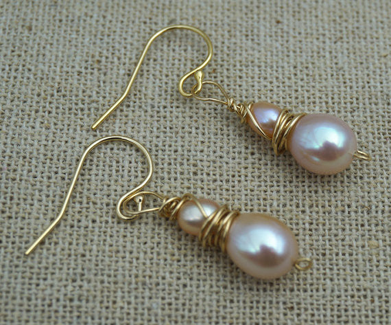 MoniPearl Rice Pearl Fresh Water pearl earrings,Sterling Silver,14k gold filled,dangle pearl earrings,wedding earring,bridal,birthday,graduation,D8