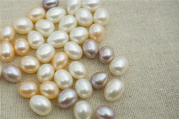 MoniPearl Rice Pearl 1 pair,7-8mm rice pearl pairs,white freshwater pearl,pearl earring,oval teardrop pearl pairs,ivory white,BRIDAL Earrings material,LRK