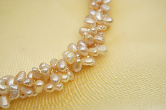 MoniPearl Baroque Pearl,1 strand,Champagne Pearl,strand of pearl, champagne Genuine Fresh Water Pearl , Wedding,diy,beads,,M10