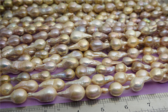 MoniPearl Baroque Pearl,BIg Baroque Pearll,half strand loose pearl,China,keshi pearl,High Luster,Genuine Fresh Water Pearl,M100