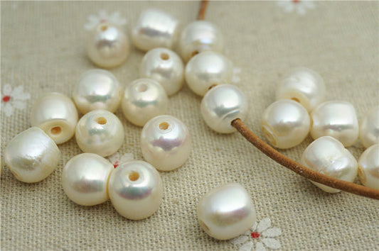 MoniPearl Top drilled,10PCS,potato round pearl, large hole freshwater pearls,10-12mm big potato pearl beads, loose freshwater pearl,Potato Pearl Large Hole