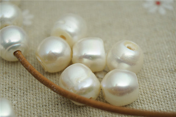 MoniPearl Top drilled,10PCS,potato round pearl, large hole freshwater pearls,10-12mm big potato pearl beads, loose freshwater pearl,Potato Pearl Large Hole