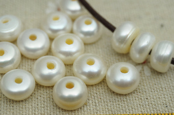 MoniPearl WHOLESALE,10 pcs,thin button pearl,1.6mm,2.2mm,2.5mm,3mm large hole freshwater pearls,10mm button pearl beads, loose freshwater pearl,SM-1