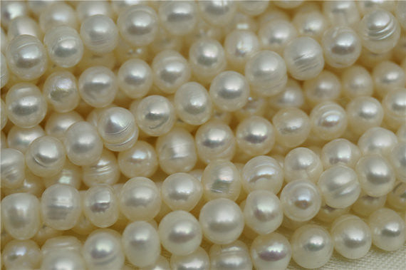MoniPearl high quality,white potato pearls-5mm-16 inch around 80pcs rice pearl,Potato Pearl Large Hole Pearl Strand,Loose Freshwater Pearls Wholesale