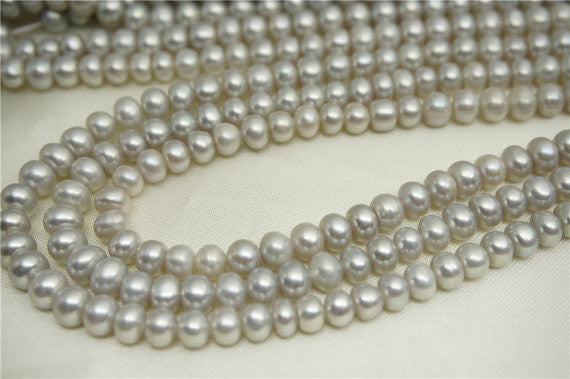 MoniPearl 5-6mm,grey egg round pearl,good quality,full strands,wholesale,made in china,potato pearl,Full Strand,Freshwater Pearl Rice Beads,CR5-2A-2