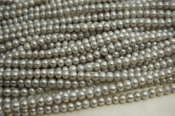 MoniPearl 5-6mm,grey egg round pearl,good quality,full strands,wholesale,made in china,potato pearl,Full Strand,Freshwater Pearl Rice Beads,CR5-2A-2