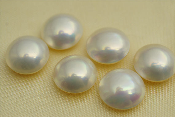 MoniPearl Tahitian Pearls,30%OFF,Very Very high quality,Cream White Mabe Pearl Round Shape 13mm, mabe stud earrings,Freshwater Pearl, One Piece