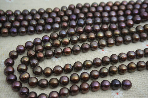 MoniPearl cheap but good ,brown round pearl 9-10mm-16 inch strand-Metallic Iris brown, around 43pcs,loose pearl beads,DIY,high luster