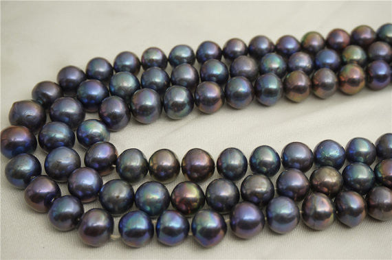 MoniPearl Metallic Blue pearl,round pearl,big pearl,18pcs loose pearl, peacock blue color pearl,Genuine Fresh Water Pearl,M101