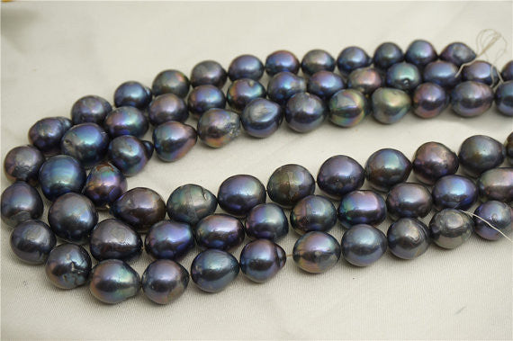 MoniPearl Round Pearl,Round pearl necklace,Half strand loose pearl,Huge Nucleated Pearl Necklace,peacock Green pearl,Genuine freshwater Pearl,big round pearl