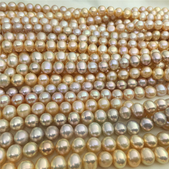 MoniPearl VERY VERY RARE, 8mm Metallic luster ,52pcs,Potato Pearl Large Hole Pearl Strand,Loose Freshwater Pearls Wholesale,CR-9
