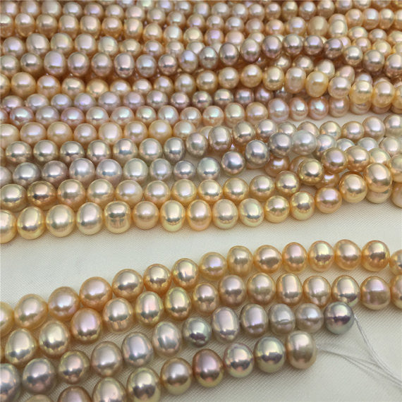 MoniPearl VERY VERY RARE, 8mm Metallic luster ,52pcs,Potato Pearl Large Hole Pearl Strand,Loose Freshwater Pearls Wholesale,CR-9