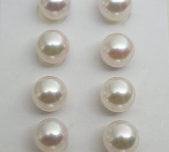 MoniPearl Tahitian Pearls,akoya round loose pearl,6.5-7mm,AAA+,stud earrings,made in japan,cultured pearl beads,natural pearls,half drilled matched pair,wholesale