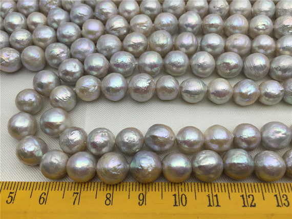 MoniPearl 10mm,near round grey pearl necklace,kasumi link pearl,Edison Pearl Necklace,White Gray pearl necklace,cultivated pearls,keshi pearl necklace
