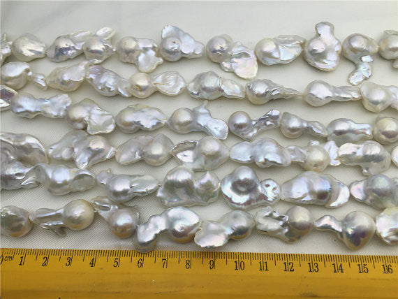 MoniPearl Baroque Pearl,VERY RARE Pearl,half strand loose pearl,Huge Nucleated Pearl,ivory white color Genuine Fresh Water Pearl,keishi pearl,flameball pearls,HZ-8