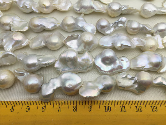 MoniPearl Baroque Pearl,VERY RARE Pearl,half strand loose pearl,Huge Nucleated Pearl,ivory white color Genuine Fresh Water Pearl,keishi pearl,flameball pearls,HZ-8