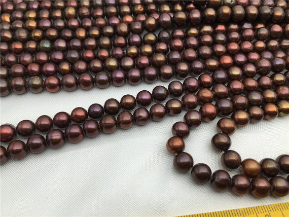 MoniPearl 8-9mm,Bronze Color,Brown Gold Pearl,High Luster 52pcs Smooth Pearl ,Potato Pearl Large Hole Pearl Strand,Loose Freshwater Pearls CR-1A-2