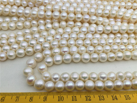 MoniPearl 6-7mm round pearl,genunine pearl,round pearls,cultured pearl beads,natural pearls,loose pearl bead,full strand,freshwater pearl,L4,L18-20