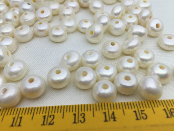 MoniPearl 9mm large hole button pearl,10 pieces WHOLESALE,2.2mm large hole,freshwater pearls,big pearl beads, loose freshwater pearl,Button Pearl