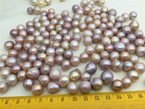 MoniPearl Near Round Pearl,lavender pearl,keshi pearl,large hole,2mm,2.5mm,kasumi pearls loose pearl,lavender and pink color,Genuine Fresh Water Pearl,HZ-17