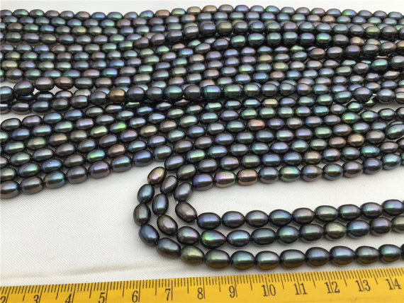 MoniPearl Rice Pearl 20%OFF,6-7mm,good quality,tahitian color,tahitian style,high high quality, peacock green color rice pearls strand,rice pearl,LR6-2A-1