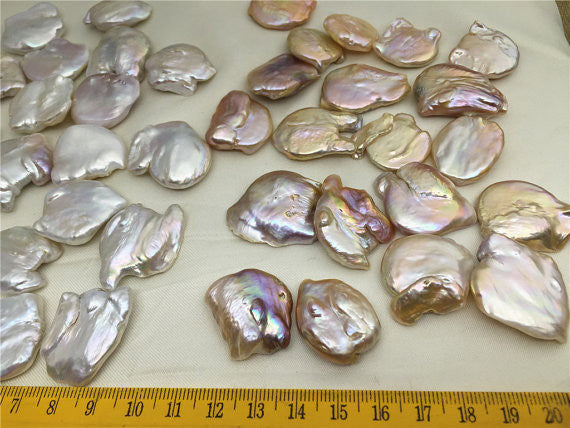 MoniPearl Baroque Pearl,Flat Pearl, Very BIG pearl,one pearl,white color,Genuine Fresh Water Pearl,keshi pearl,baroque pearl,Leather Cord,Wholesale Pearls,HZ-33
