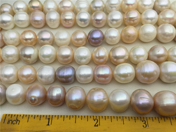 MoniPearl 11-13mm Big Potato Approx 35pcs Cultured Potato Pearl Large Hole Pearl Strand,Loose Freshwater Pearls CR-3