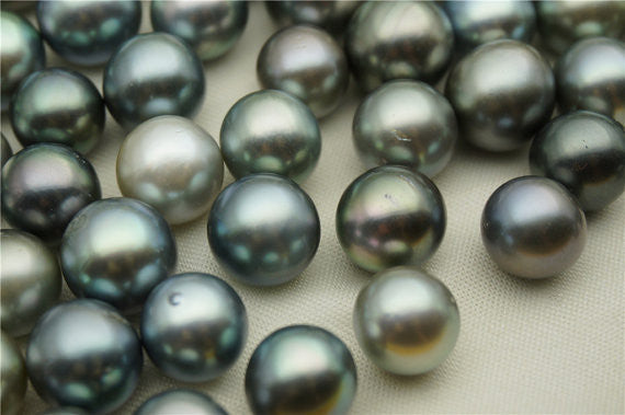 MoniPearl Tahitian Pearls,Sliver Green Color tahitian pearl ,9-12mm,large hole,2.5mm,Black Pearl,Real tahitian,Saltsea pearl,high luster,malachite green pearl,T2