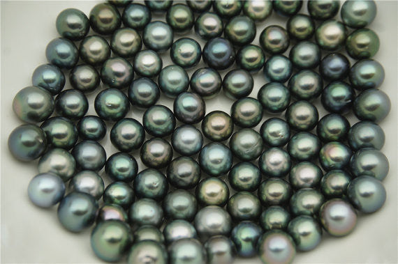 MoniPearl Tahitian Pearls,1 piece,9-10mm tahitian pearl ,round tahitian pearl,One piece,Black Pearl,Real tahitian,Saltsea pearl,high luster,big pearl,malachite green pearl,T8