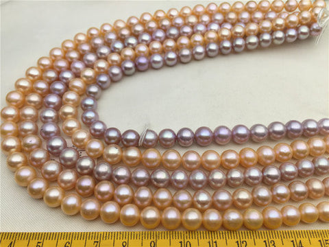 MoniPearl 7.5-8.5mm round pearl,approx 36pcs,freshwater genunine pearl,pink color,lavender color pearl,natural pearls,loose pearl bead,L18-13