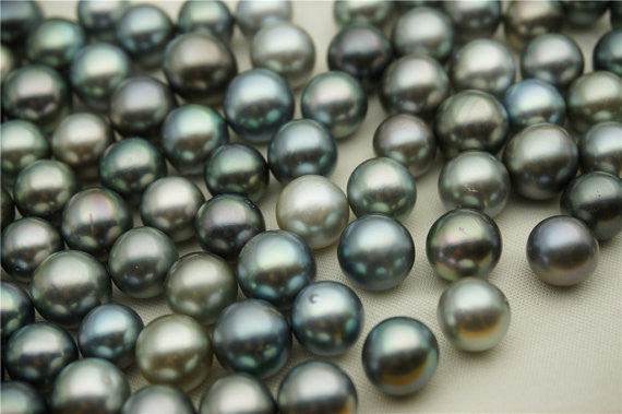 MoniPearl Tahitian Pearls,Sliver Green Color tahitian pearl ,9-12mm,large hole,2.5mm,Black Pearl,Real tahitian,Saltsea pearl,high luster,malachite green pearl,T2
