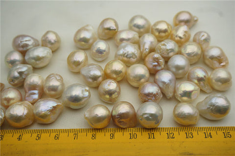 MoniPearl Baroque Pearl,1 piece,pink white baroque pearl,Metallic luster pearl,Huge Nucleated Pearl Earrings,Kasumi Like Mauve Pink Bronze Overtone Nucleated Bead