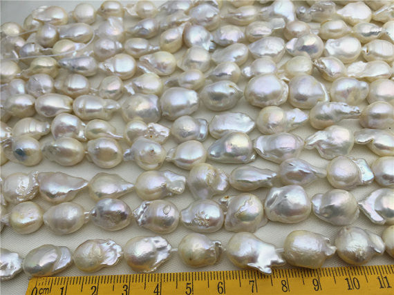 MoniPearl Baroque Pearl,half strand loose pearl,Huge Nucleated Pearl , ivory white color Genuine Fresh Water Pearl,keishi pearl,flameball pearls,Made in china,HZ-90