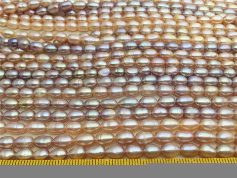 MoniPearl Rice Pearl 5-5.5mmx6-8mm,2A,high quality,lavender rice pearls-one full strand, around 62pcs,rice pearl,Full Strand,Freshwater Pearl Rice Beads,LR5-2A-1