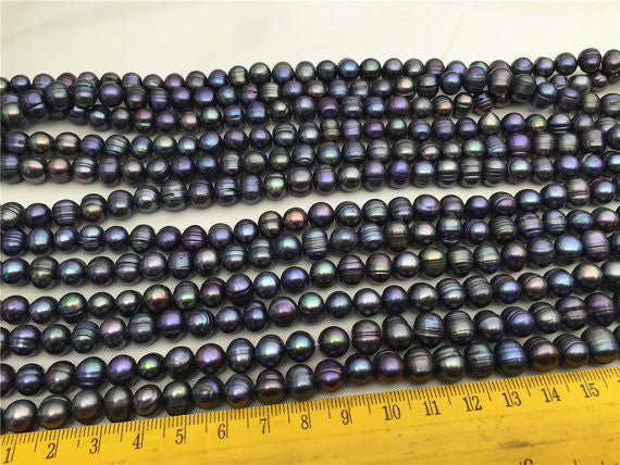 MoniPearl 8-8.5mmx8.5-9.5mm,tahitian color,strand-Metallic Iris,high luster,50pcs,Potato Pearl Large Hole Pearl Strand,Loose Freshwater Pearls Wholesale,CR-9