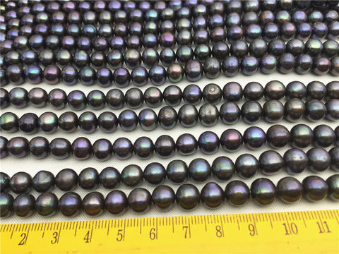 MoniPearl 8-8.5mm,peacock blue , Potato Pearl Large Hole Pearl Strand,Loose Freshwater Pearls Wholesale,CR-15