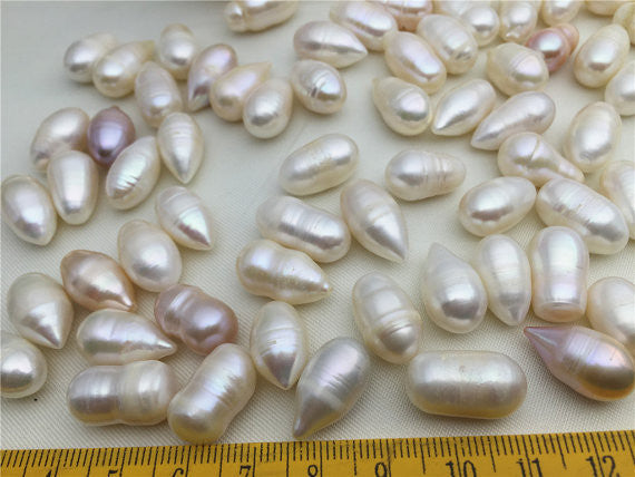 MoniPearl Rice Pearl 9-10mmx16-18mm rice pearl,10pcs,white freshwater ovil pearl,pearl earring,oval teardrop pearl pairs,ivory white,BRIDAL EARRINGS material