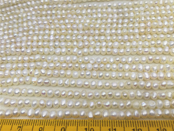 MoniPearl 3-4mmx4-5mm,Small Pearl Bead Wholesale,105pcs Potato Pearl Large Hole Pearl Strand,Loose Freshwater Pearls CR4-2C-1