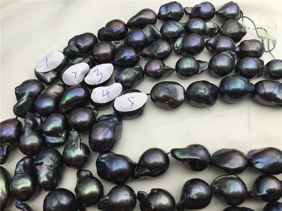 MoniPearl Baroque Pearl,half strand,Black frameball pearl,14-17mm,very very big,frameball Pearls,half strand,Big pearl ,Huge Nucleated Loose Pearl
