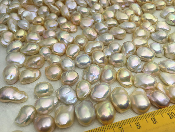 MoniPearl Baroque Pearl,2pcs,high high luster,very rare,ONLY I HAVE,baroque loose pearl,pink color,Genuine Fresh Water Pearl,M100