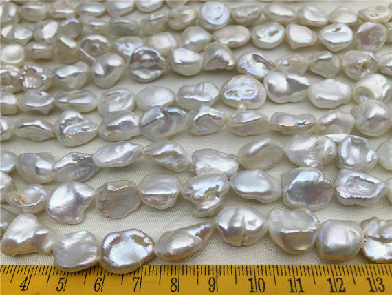 MoniPearl Baroque Pearl,11-13mm white Freshwater Keshi Pearls,large hole,1.5mm,2mm,HIGH LUSTER,good quality,full strand,30pcs,wholesale price,zs-12