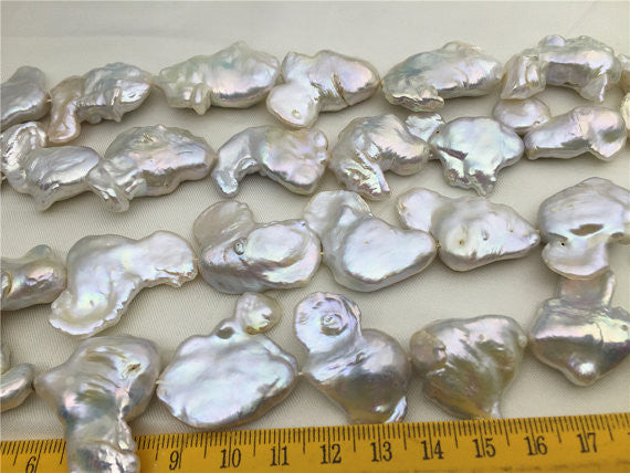 MoniPearl Baroque Pearl,Very BIG pearl,half strand loose pearl,white color,Genuine Fresh Water Pearl,baroque pearl,keshi pearl,only four strands,HZ-37