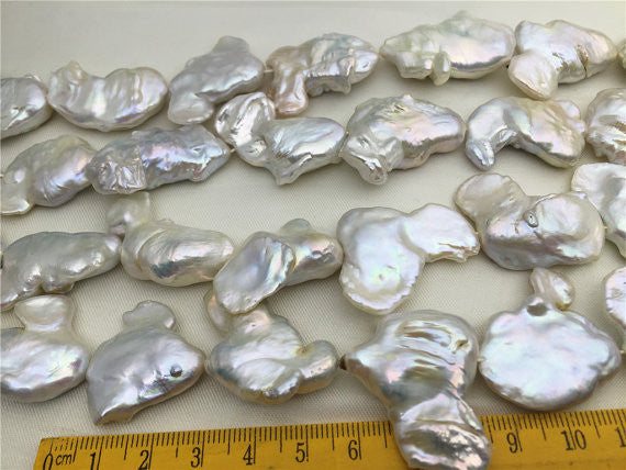MoniPearl Baroque Pearl,Very BIG pearl,half strand loose pearl,white color,Genuine Fresh Water Pearl,baroque pearl,keshi pearl,only four strands,HZ-37