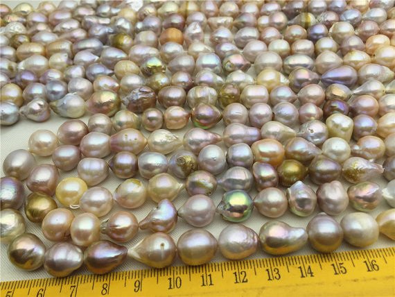 MoniPearl Baroque Pearl,Flameball pink golden pearl,10-12mm,Very cheap, pearl necklace,Rare pearl,Kasumi like Nucleated Freshwater Pearls-Golden pink Color